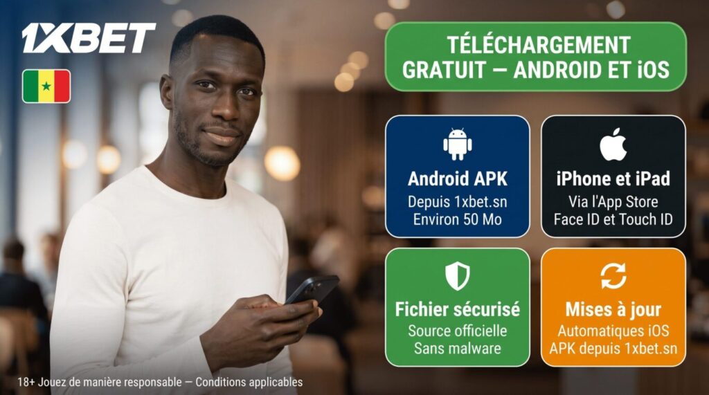 Télécharger 1xBet Sénégal Android et iOS : APK officiel et App Store, gratuit et sécurisé