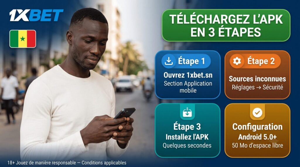 Télécharger APK 1xBet Sénégal 2026 : fichier officiel Android depuis 1xbet.sn, installation gratuite